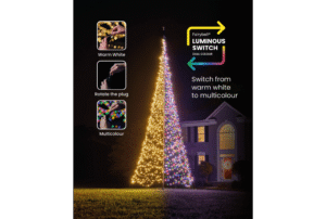 Choinka 8m 3000LED luminous switch - ciepła biel i multikolor